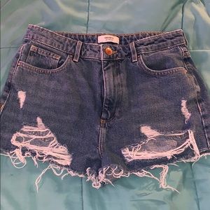 Blue Denim Ripped Shorts